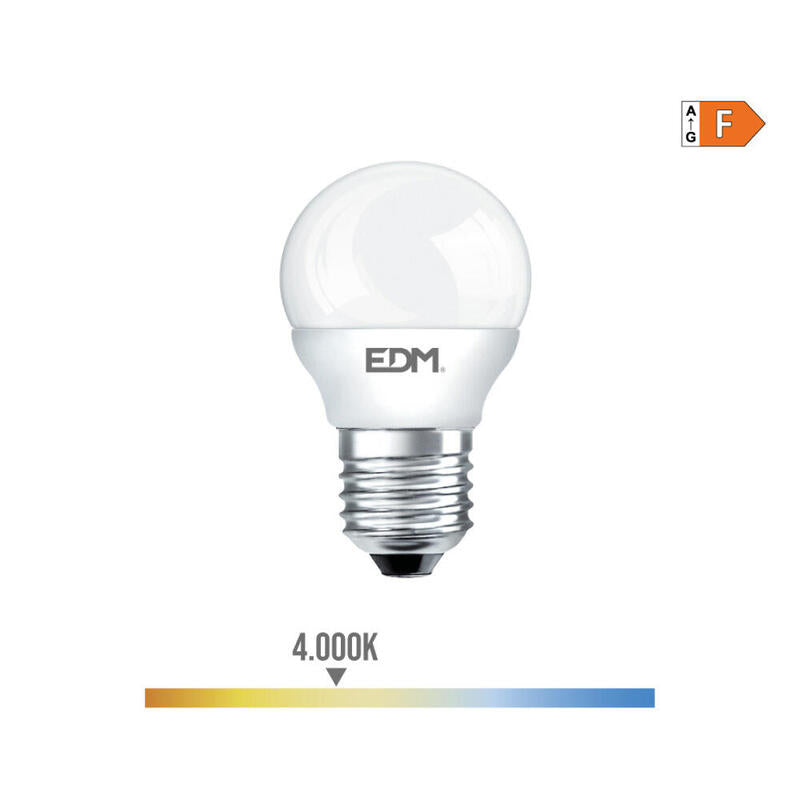 Pack De 10 Unidades - Bombilla Esferica Led E27 7w 600lm 4000k Luz Dia Ø4,5x8,2cm Edm