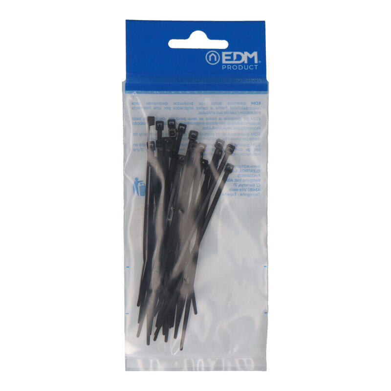 Pack De 10 Unidades - Bridas Negras 100x2,5mm Nylon Alta Calidad (Blister 25 Unid.) Edm