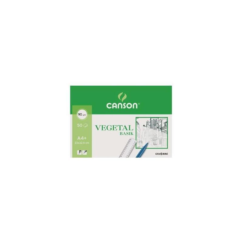 Pack De 10 Unidades Canson Bloc Vegetal Basik Encolado 50 Hojas 90 Gr. 23x32,4cm