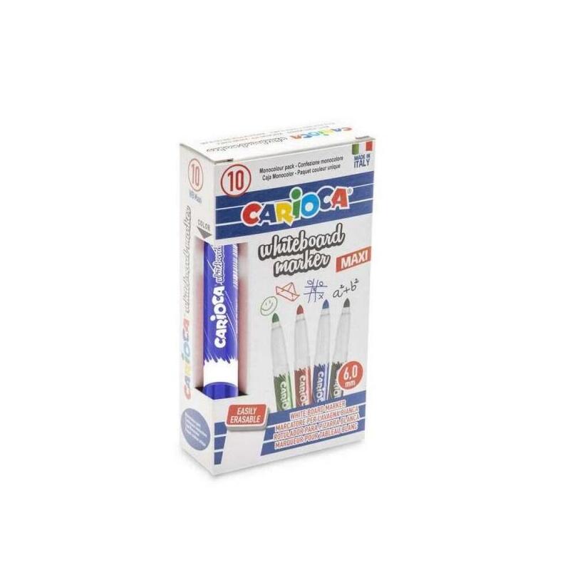 Pack De 10 Unidades Carioca Maxi Rotulador Para Pizarra Blanca - Tapa Con Clip - Se Borra Facilmente - Se Seca