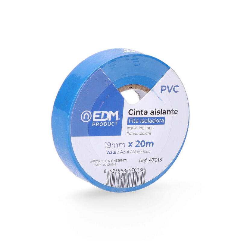 Pack De 10 Unidades - Cinta Aislante 20m X 19mm Azul Edm Calidad "Supra"