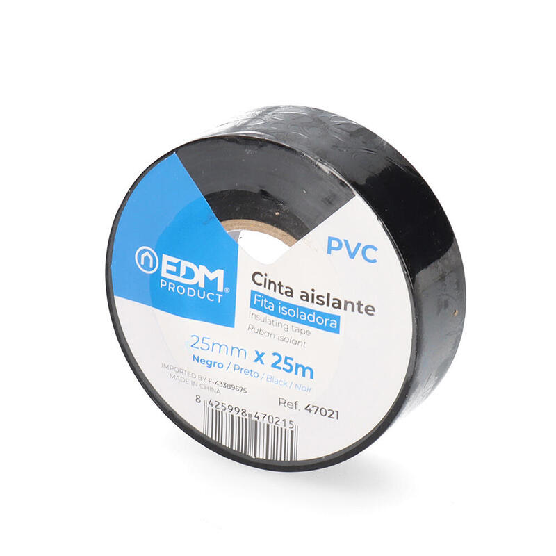 Pack De 10 Unidades - Cinta Aislante 25m X 25mm Negra Edm Calidad "Supra"