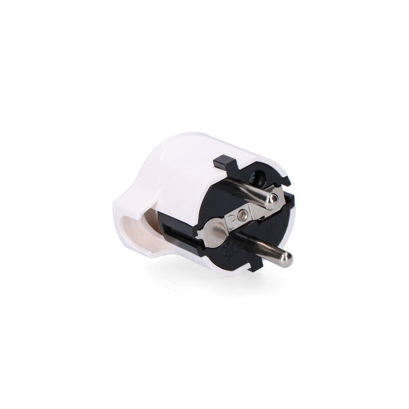 Pack De 10 Unidades - Clavija Schuko T/Tl 16a Salida Lateral 4,8mm Blanca (Retractilada) Edm
