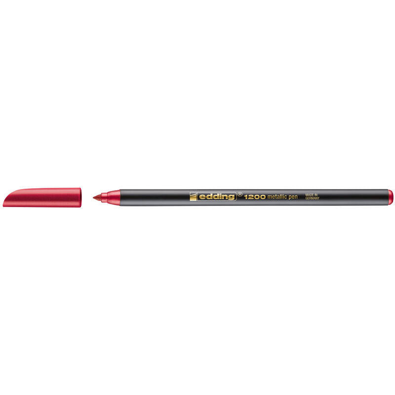 Pack De 10 Unidades Edding 1200 Rotulador Permanente Punta Redonda - Trazo Entre 1 Y 3 Mm. - Tinta Con Base De Agua - Color Rojo Metalizado