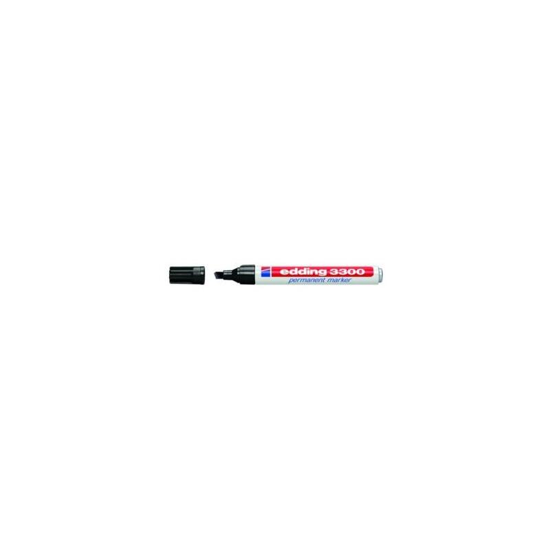 Pack De 10 Unidades Edding 3300 Rotulador Permanente Punta Biselada - Trazo Entre 1 Y 5 Mm. - Tinta Casi Inodora - Secado Rapido - Color Negro