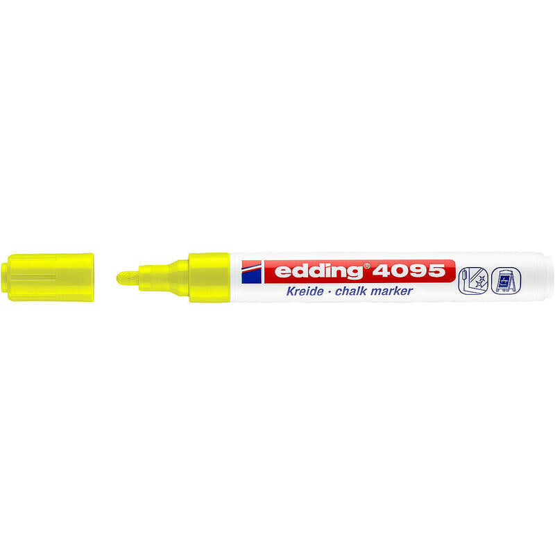 Pack De 10 Unidades Edding 4095 Rotulador De Tiza Liquida - Punta Redonda - Trazo Entre 2 Y 3mm - Olor Neutro - Color Amarillo Neon