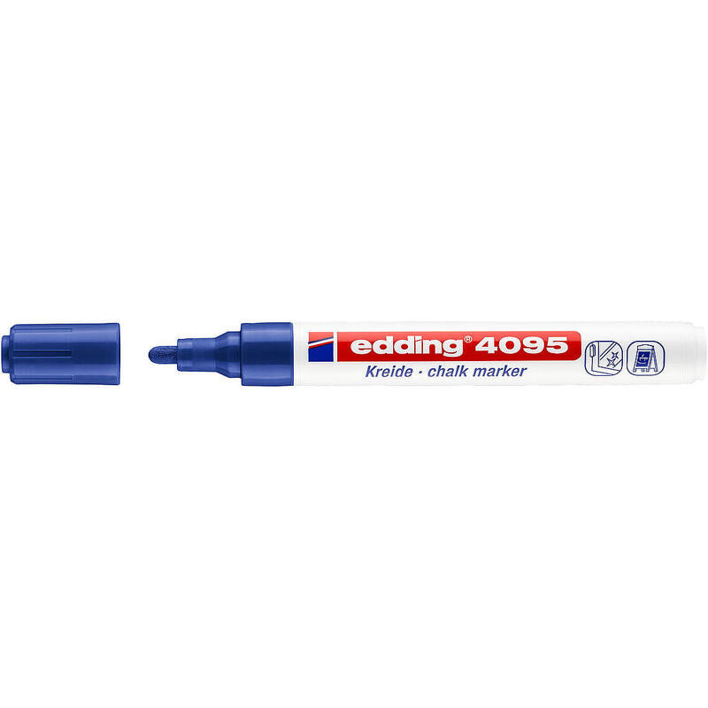 Pack De 10 Unidades Edding 4095 Rotulador De Tiza Liquida - Punta Redonda - Trazo Entre 2 Y 3mm - Olor Neutro - Color Azul