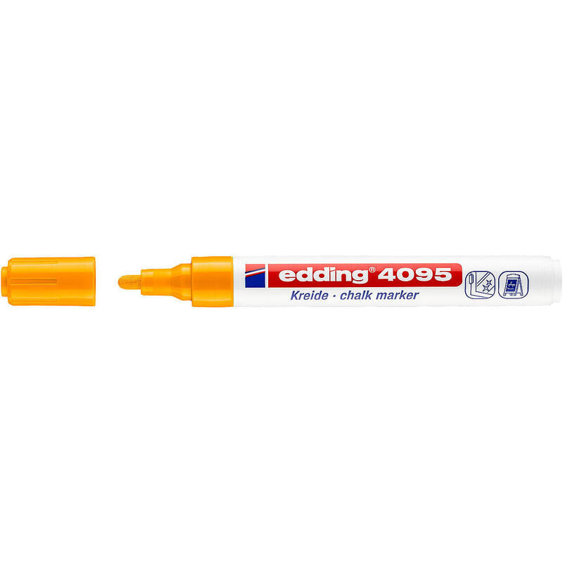 Pack De 10 Unidades Edding 4095 Rotulador De Tiza Liquida - Punta Redonda - Trazo Entre 2 Y 3mm - Olor Neutro - Color Naranja Neon