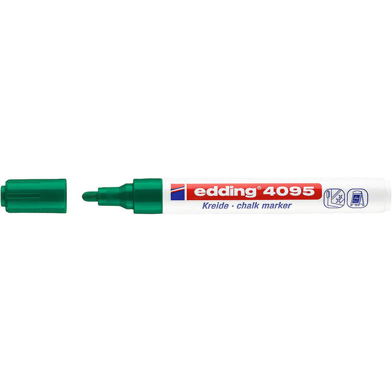 Pack De 10 Unidades Edding 4095 Rotulador De Tiza Liquida - Punta Redonda - Trazo Entre 2 Y 3mm - Olor Neutro - Color Verde