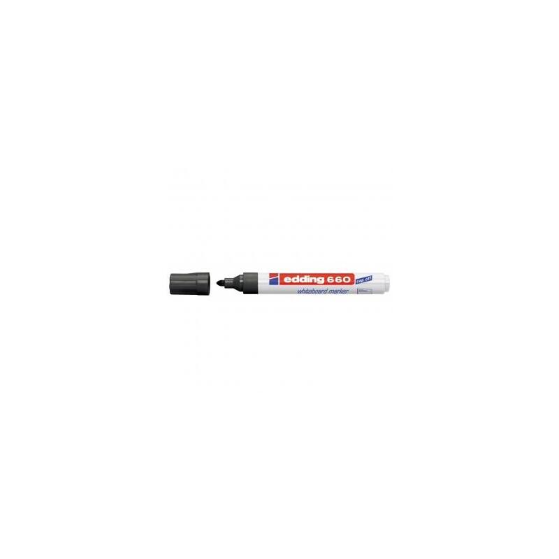 Pack De 10 Unidades Edding 660 Rotulador Para Pizarra Blanca - Punta Redonda - Trazo Entre 1.5 Y 3 Mm. - Tinta Pigmentada - Recargable - Borrable En Seco - Color Negro