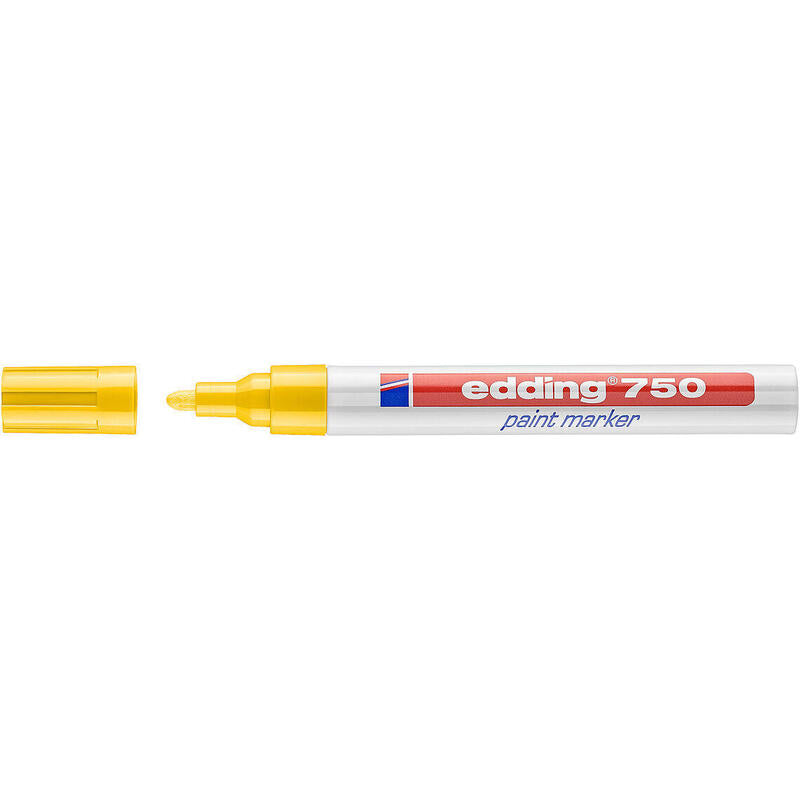 Pack De 10 Unidades Edding 750 Rotulador Permanente Punta Redonda - Trazo Entre 2 Y 4 Mm. - Tinta Opaca - Secado Rapido - Color Amarillo