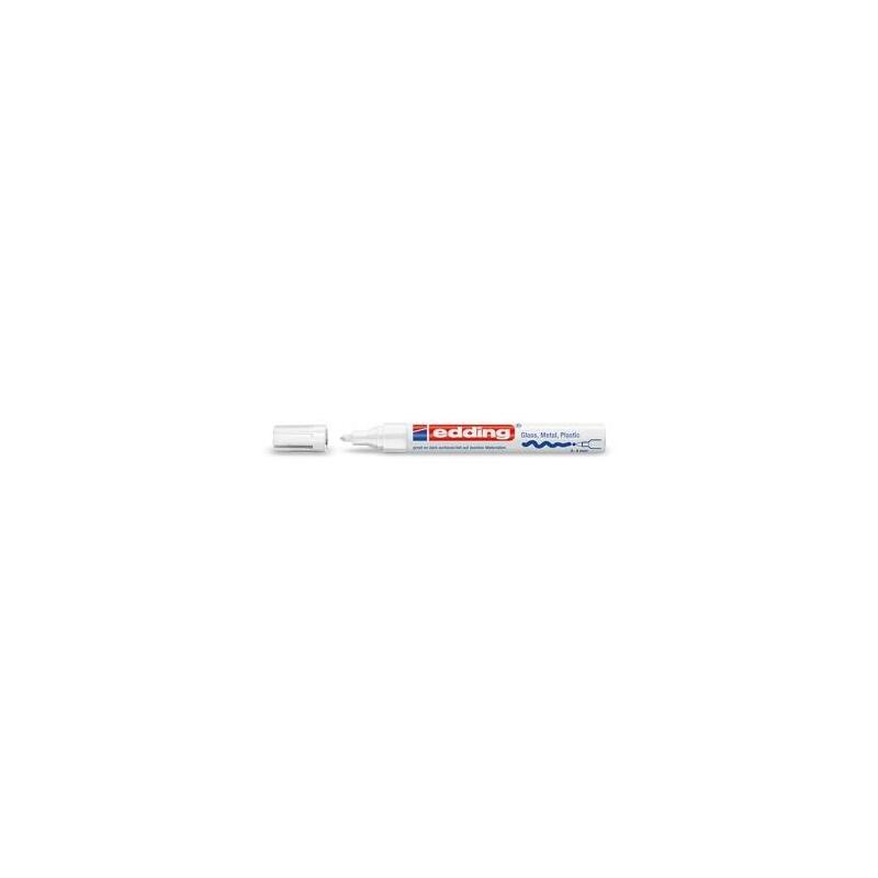 Pack De 10 Unidades Edding 750 Rotulador Permanente Punta Redonda - Trazo Entre 2 Y 4 Mm. - Tinta Opaca - Secado Rapido - Color Blanco
