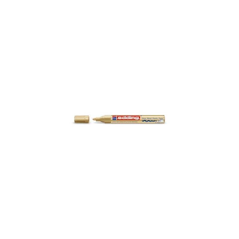 Pack De 10 Unidades Edding 750 Rotulador Permanente Punta Redonda - Trazo Entre 2 Y 4 Mm. - Tinta Opaca - Secado Rapido - Color Oro