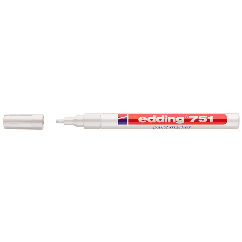 Pack De 10 Unidades Edding 751 Rotulador Permanente Punta Redonda - Trazo Entre 1 Y 2 Mm. - Tinta Opaca - Secado Rapido - Color Blanco