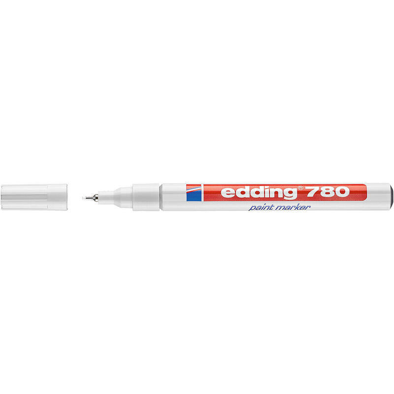 Pack De 10 Unidades Edding 780 Rotulador Permanente De Tinta Opaca - Punta Redonda - Trazo 0.8mm - Puntas De Recambio Disponibles - Secado Rapido - Color Blanco