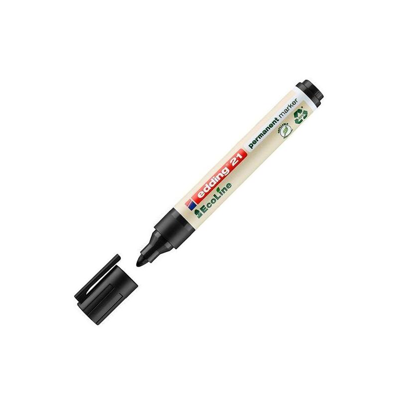Pack De 10 Unidades Edding Marcador Permanente 21 Ecoline Punta Redonda Negro