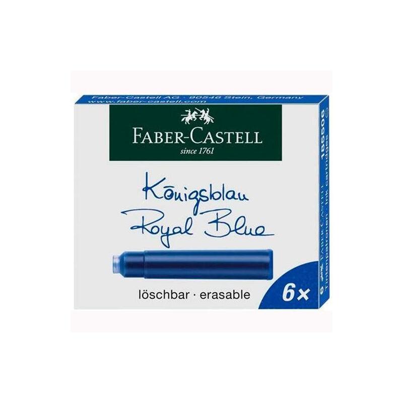 Pack De 10 Unidades Faber Castell Cartucho Tinta Borrable Azul Estuche 6 Ud