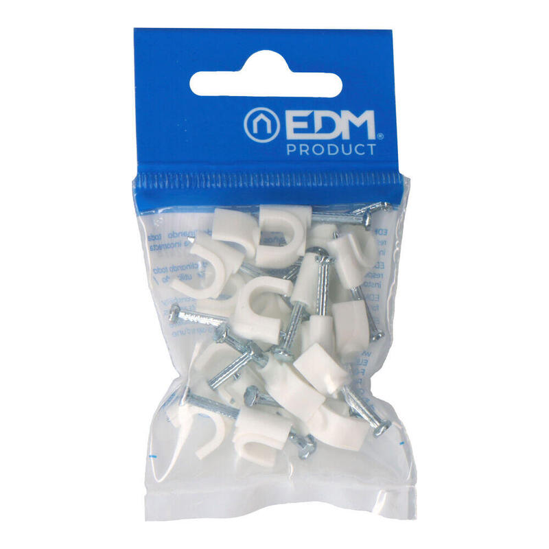 Pack De 10 Unidades - Grapa Para Cable Manguera Tubular 2 X 1,5 Mm N°07, Blanca, Blister 20 Uds