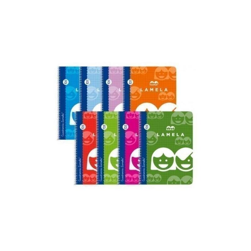Pack De 10 Unidades Lamela Cuaderno Espiral 80h Folio 70gr Cuadrovía 2,5mm C/Margen Cubierta Básica C/Surtidos