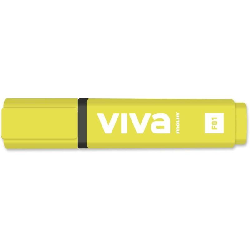 Pack De 10 Unidades Molin Viva Marcador Fluorescente - Trazo Entre 1 Y 5mm - Tinta Con Base De Agua - Amarillo