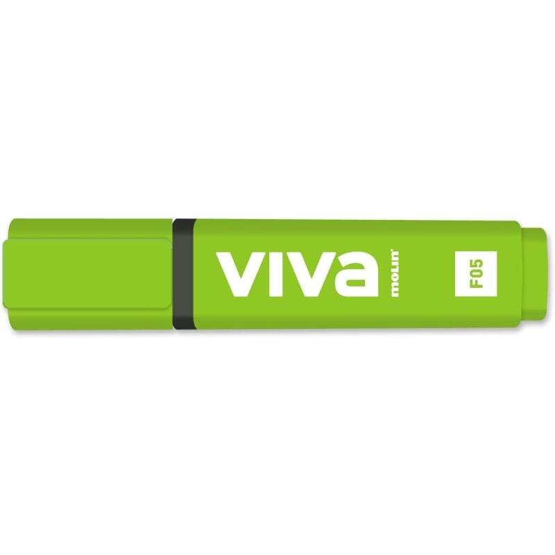 Pack De 10 Unidades Molin Viva Marcador Fluorescente - Trazo Entre 1 Y 5mm - Tinta Con Base De Agua - Verde