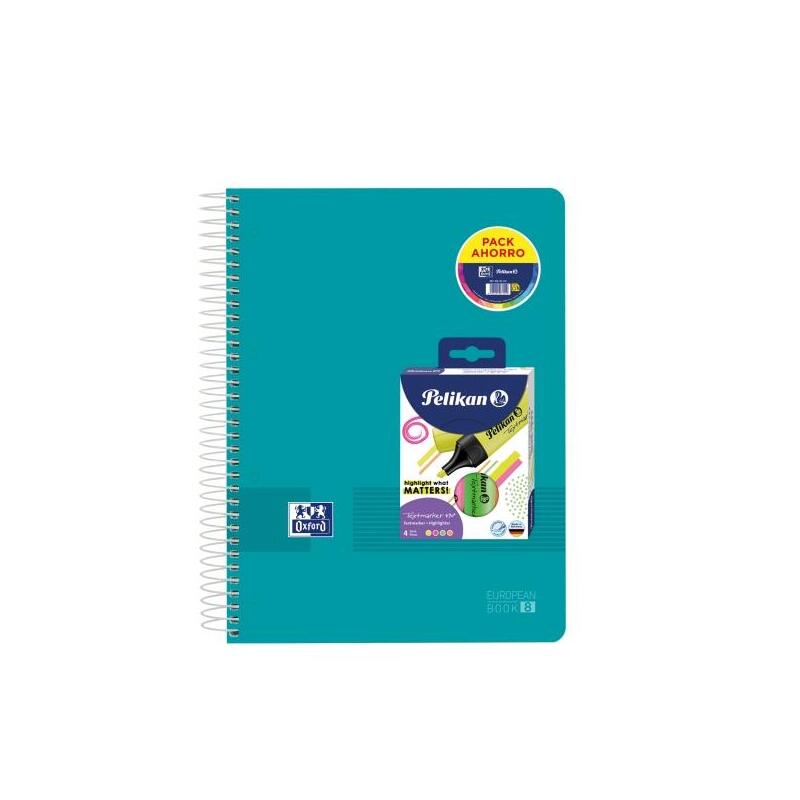 Pack De 10 Unidades Oxford Europeanbook 8 Live & Go Pack De Cuaderno Espiral A4+ 160 Hojas Cuadricula 5x5 + 4