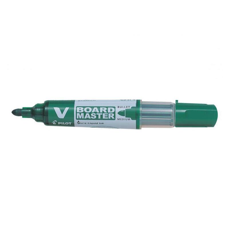 Pack De 10 Unidades Pilot V-Board Master Begreen Rotulador Para Pizarra Blanca - Punta Redonda 6mm - Trazo 2.3mm - 91% Plastico Reciclado - Recargable - Color Verde