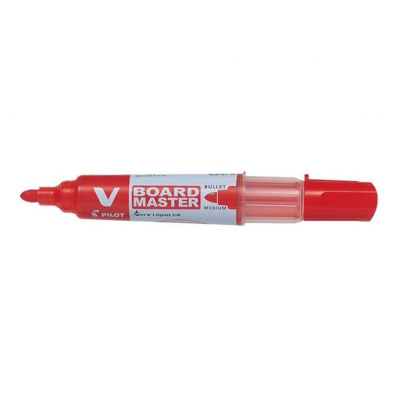 Pack De 10 Unidades Pilot V-Board Master Begreen Rotulador Para Pizarra Blanca - Punta Redonda 6mm - Trazo 2.3mm - 91% Plastico Reciclado - Recargable - Color Rojo