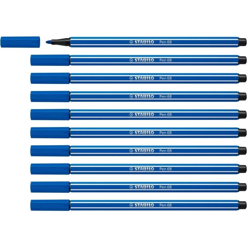 Pack De 10 Unidades Stabilo Pen 68 Rotulador De Punta De Fibra - Trazo De 1mm Aprox. - Tinta Con Base De Agua - Color