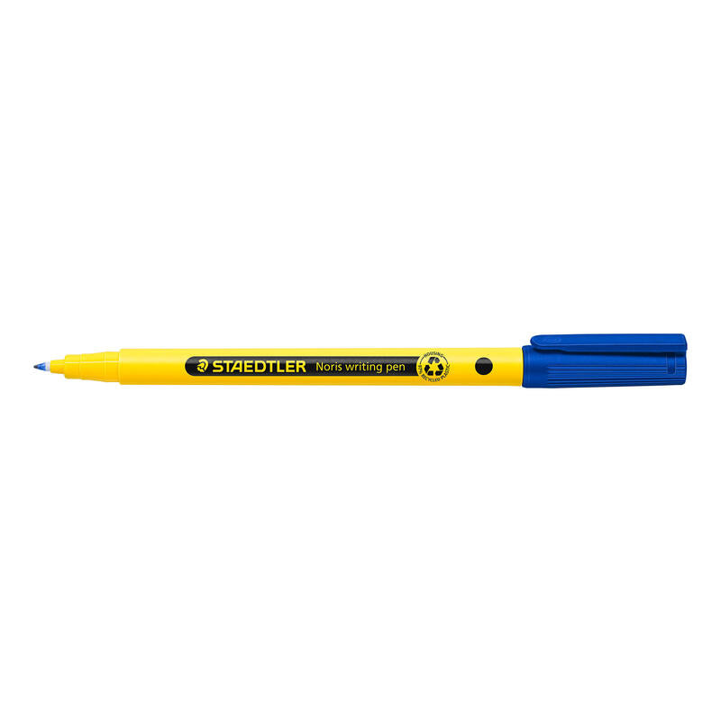 Pack De 10 Unidades Staedtler 307 Noris Writing Pen Rotulador De Punta Fina - Trazo 0.6mm Aprox - Tinta Base De Agua - Cuerpo Fabricado En Un 97% De Plastico Reciclado - Color Azul