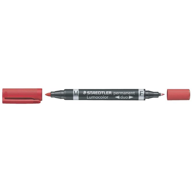 Pack De 10 Unidades Staedtler Lumocolor 348 Rotulador Permanente De Doble Punta - Secado Rapido - Color Rojo