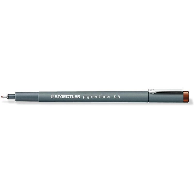 Pack De 10 Unidades Staedtler Pigment Liner 308 Rotulador Calibrado - Trazo 0.5mm - Secado Rapido - Color Marron