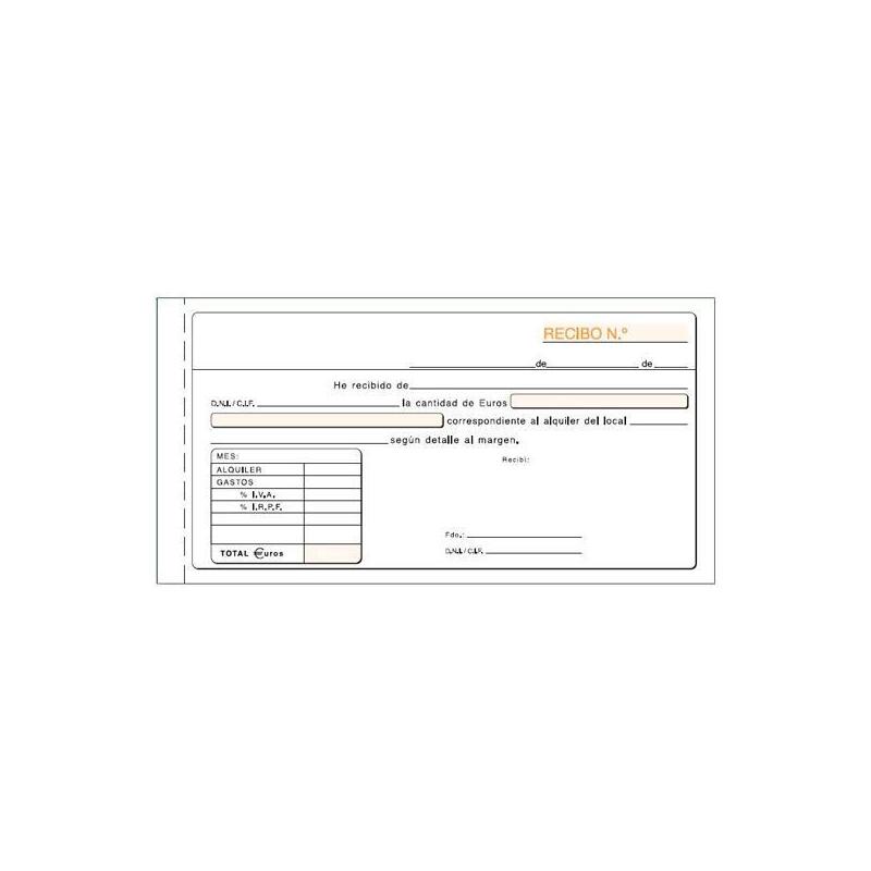 Pack De 10 Unidades Talonario Recibo Alquiler Iva Tercio De Folio Duplicado Autocopia