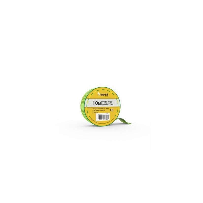 Pack De 10 Unidades Technik Cinta Aislante Pvc 0.13x18mm 10 Metros Amarillo/Verde 10 Uds