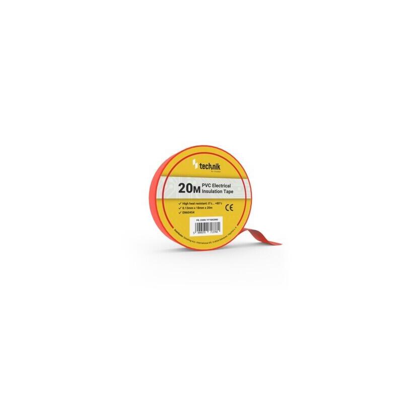 Pack De 10 Unidades Technik Cinta Aislante Pvc 0.13x18mm 20 Metros Rojo 10 Uds