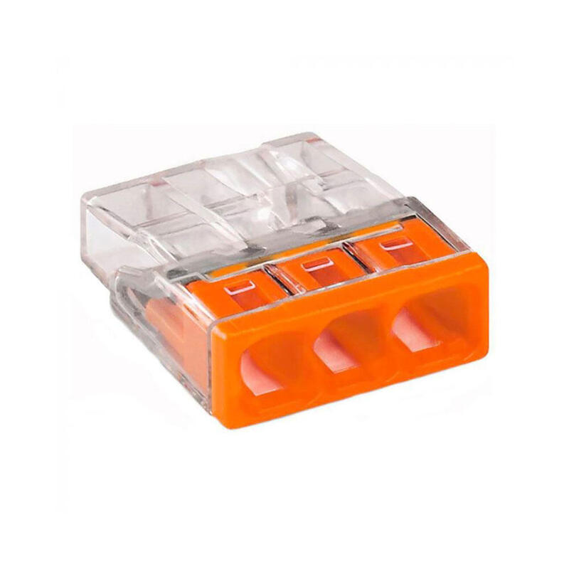 Pack De 100 Unidades - Conector Rápido 3 Vias, Ø Máximo 2,5 Mm², Transparente / Naranja