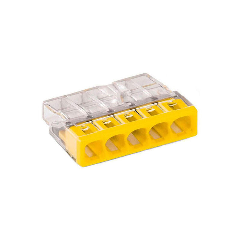 Pack De 100 Unidades - Conector Rápido 5 Vias, Ø Máximo 2,5 Mm², Transparente / Amarilla