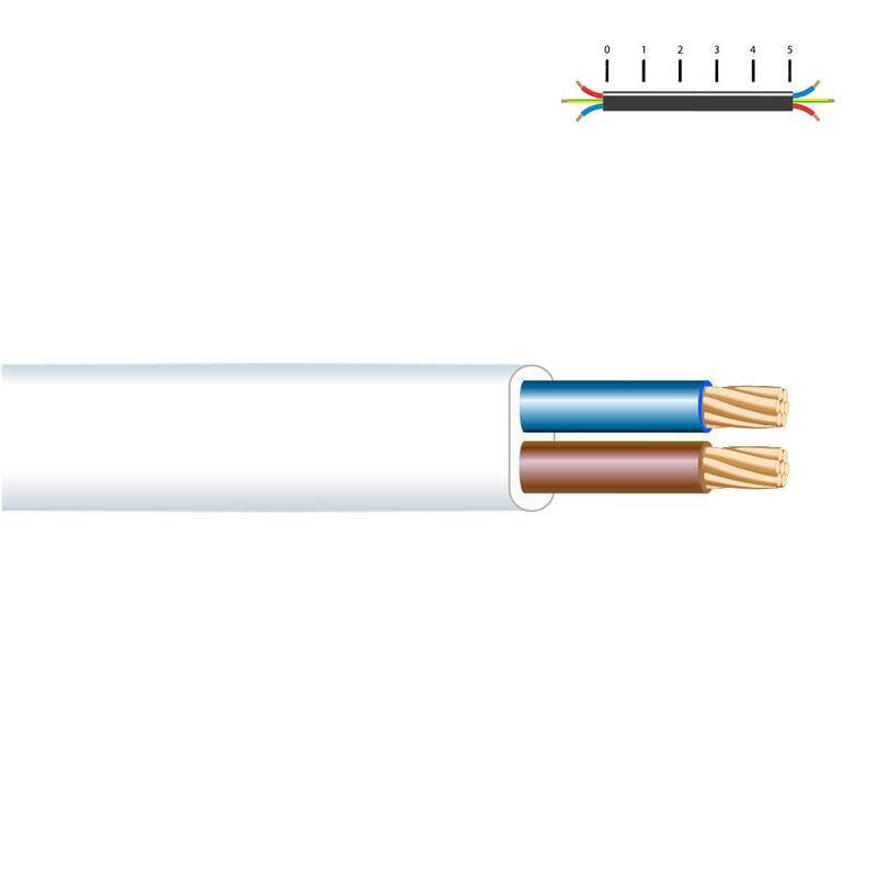 Pack De 100 Unidades - Manguera Plana H05vvh2-F 2 X 1,00 Mm² Blanca Euro/M