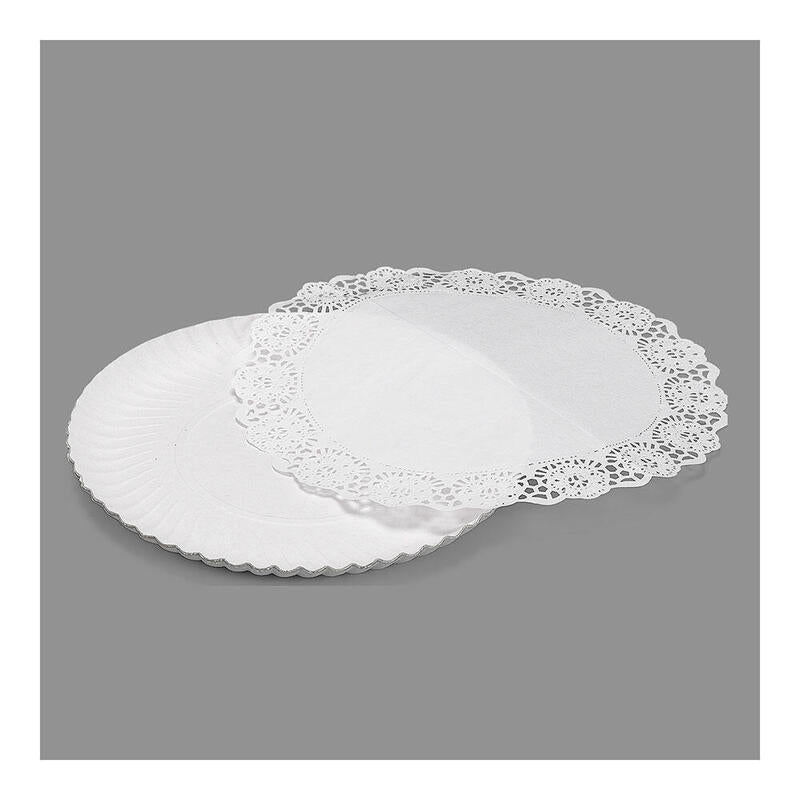 Pack De 12 Unidades - Bandeja Redonda Con Blonda Color Blanco Ø25 Cm, 2 Uds