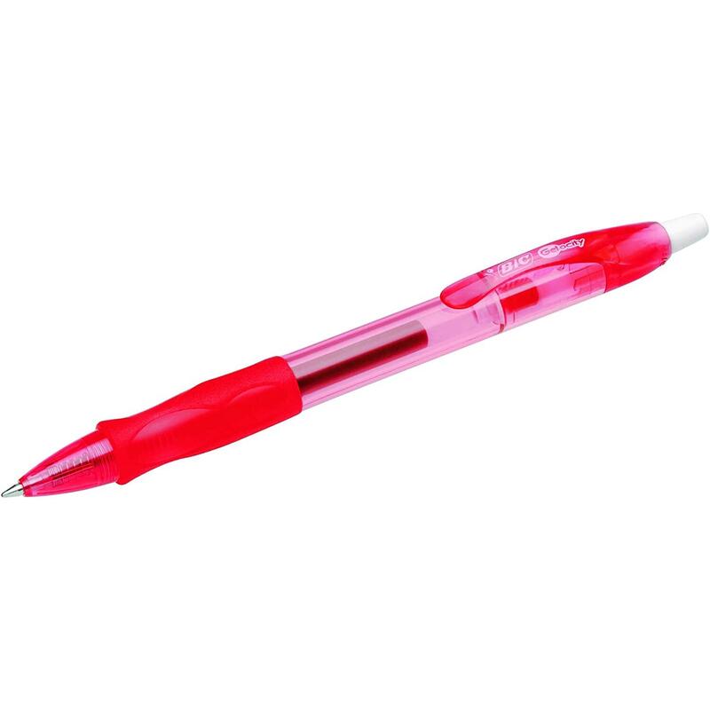 Pack De 12 Unidades Bic Gel-Ocity Original Boligrafo De Tinta Gel Retractil - Punta Media De 0.7mm - Recargable - Grip De Goma - Clip De Plastico - Color Rojo