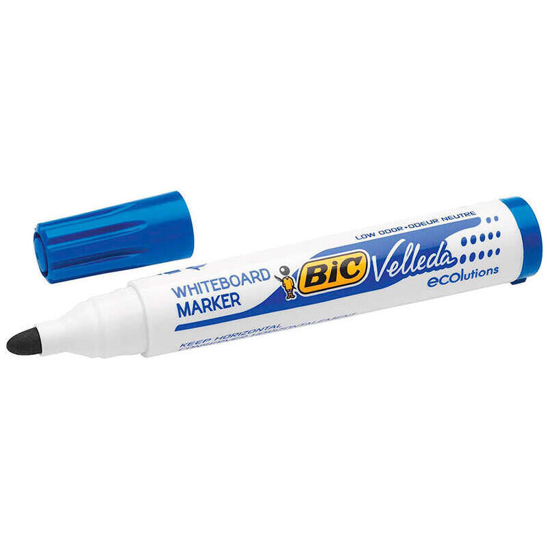 Pack De 12 Unidades Bic Velleda 1701 Ecolutions Marcadores Para Pizarra - Punta Redonda - Trazo De 1.5 Mm - Tinta Con