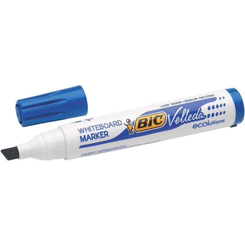 Pack De 12 Unidades Bic Velleda 1751 Ecolutions Marcadores Para Pizarra - Punta Biselada - Trazo Entre 3mm Y 5.5mm -