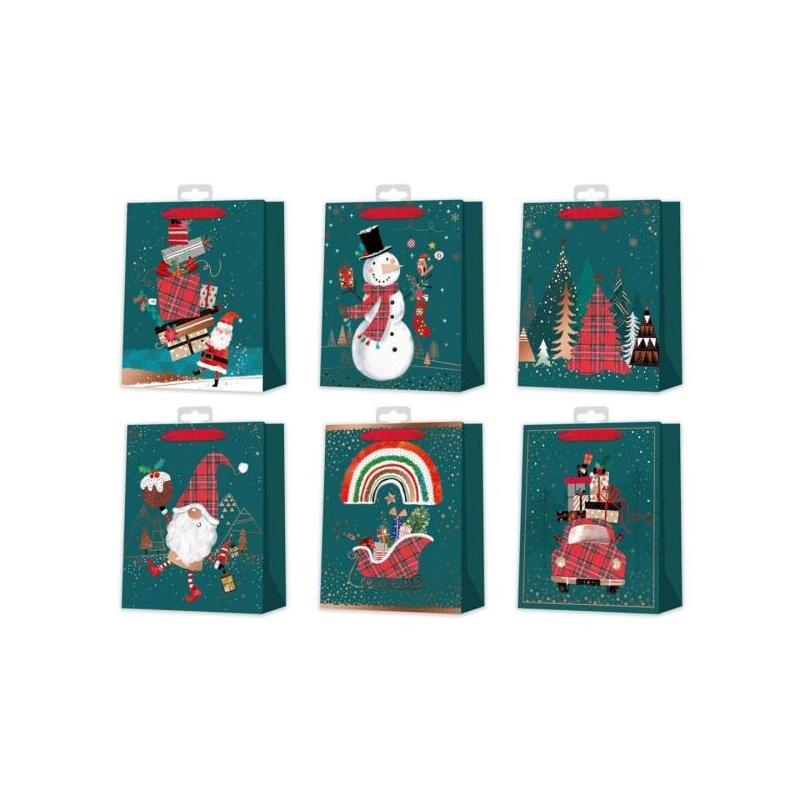 Pack De 12 Unidades Bismark Bolsa De Papel Navidad - Impresion Foil - 6 Diseã±Os Diferentes