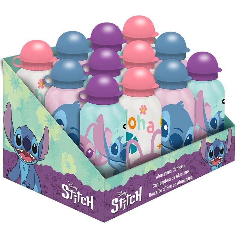 Pack De 12 Unidades Cantimplora Aluminio Stitch Disney 500ml Surtido