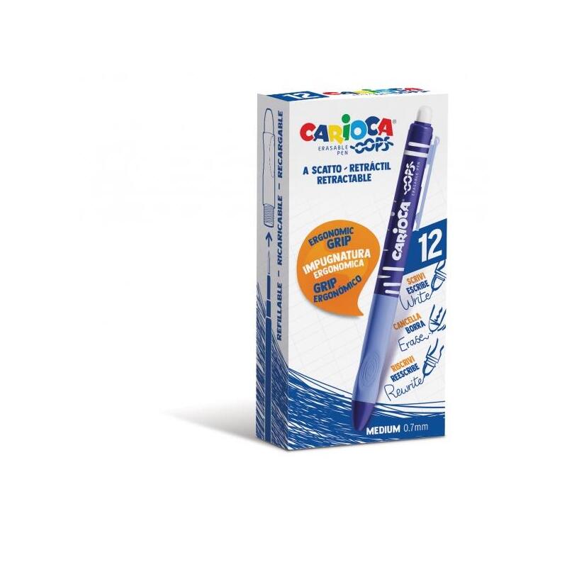 Pack De 12 Unidades Carioca Oops Boligrafos Borrables - Termo Sensible - Empuñadura Ergonomica Triangular - Punta De Ø