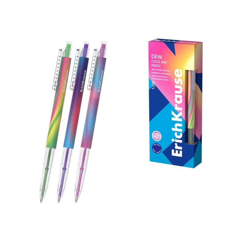 Pack De 12 Unidades Erichkrause Dew Matic Cool Ray Boligrafo Retractil - Modelos Surtidos - Trazo 0.28mm - Azul