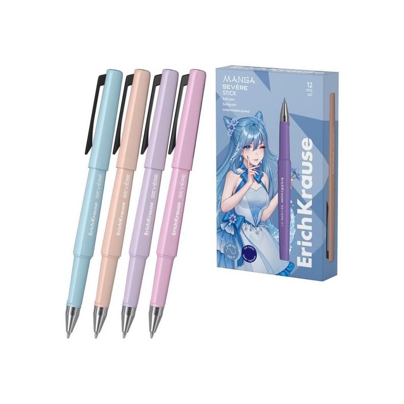 Pack De 12 Unidades Erichkrause Severe Stick Manga Boligrafo Con Capuchon - Modelos Surtidos - Trazo 0.28mm - Tinta De