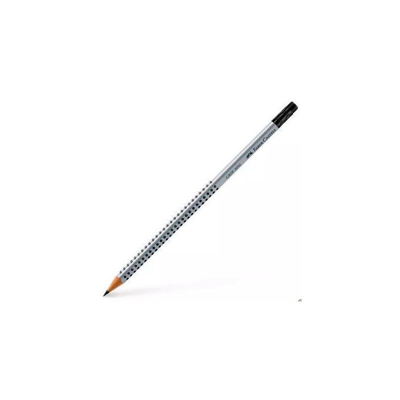 Pack De 12 Unidades Faber- Castell Lápiz Grip Ecológico C/ Goma De Borrar Mod. 2001 B Gris