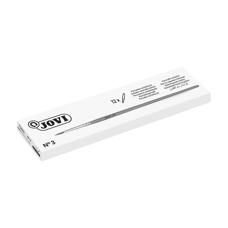 Pack De 12 Unidades Jovi Pinceles Artisticos Pelo Poney Nº 3 - Pelo Natural - Mango De Madera - Calibre 00 Al 12 -