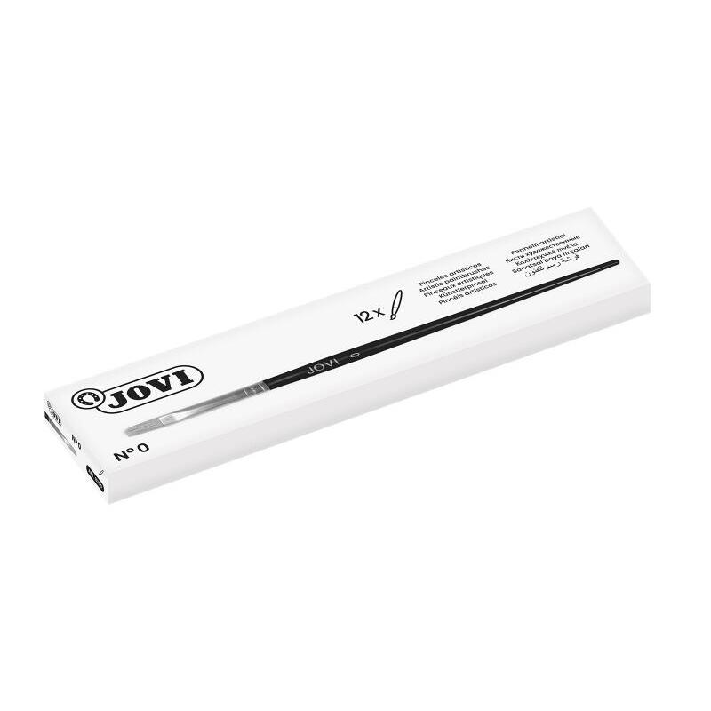 Pack De 12 Unidades Jovi Pinceles Artisticos Planos Pelo De Cerda Nº 0 - Pelo Natural - Mango De Madera - Punta Plana -